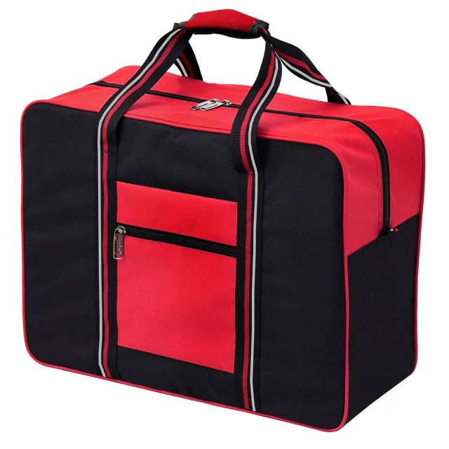 Storite Nylon Large Foldable Travel Duffle Bag for Women Weekender Carry On Luggage Storage Handbag with Carry Handle (Red Black)