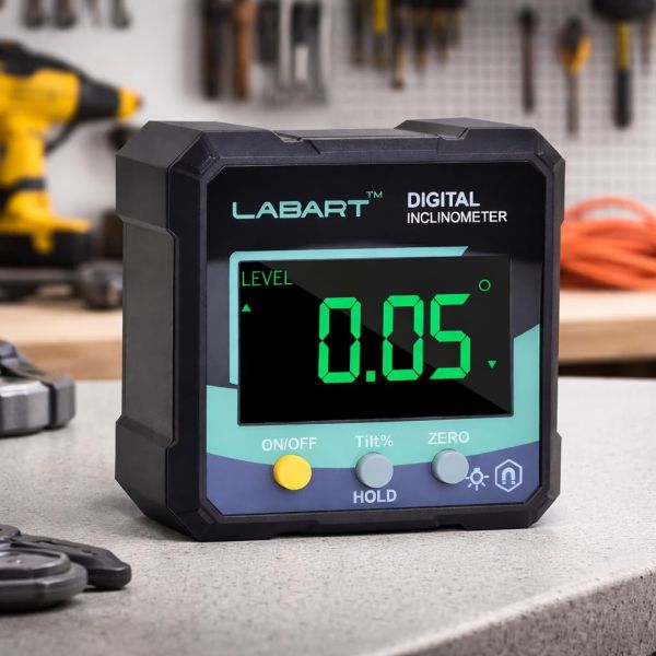 LABART Mini Digital Protractor with Magnetic Base Inclinometer Compact Angle Finder Portable Angular Measurer Digital Meter