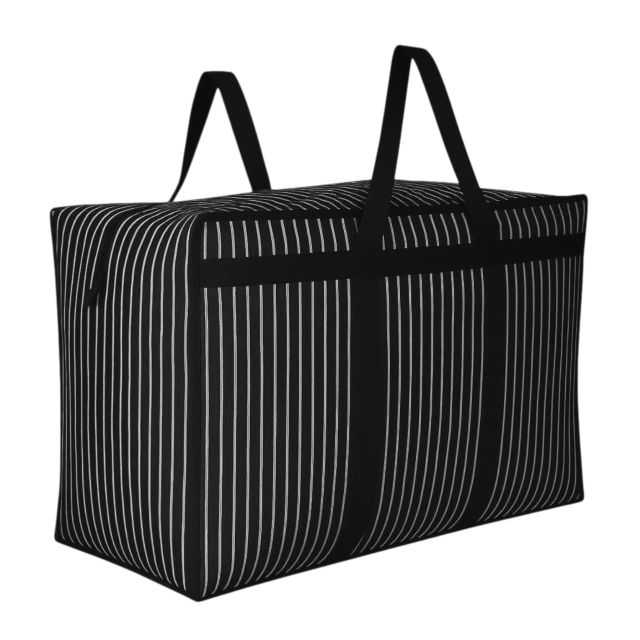 BAZERA Bags Multipurpose Extra Large Big Heavy Duty Storage Organizer Reusable Canvas Shopper Bag with Strong Handles and Base with Covers Zip (Pack of 1, Black)