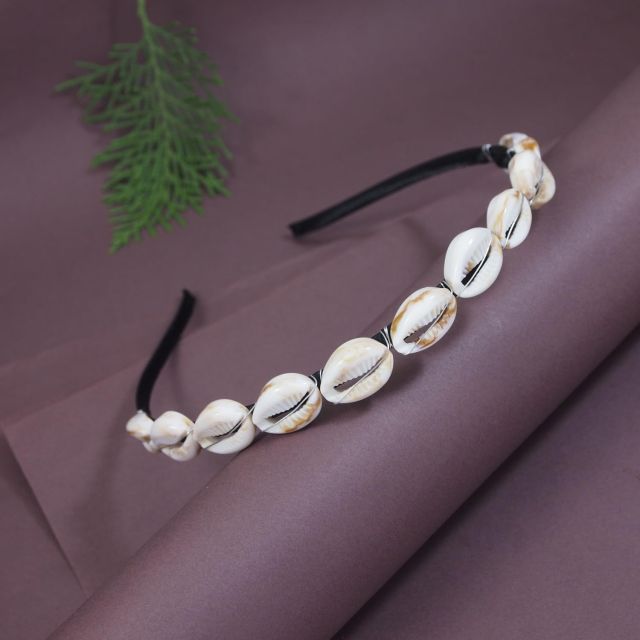 I Jewels Women's Ethnic Boho Style Shell Hairbands Head Piece Hair Accessories (Cream-3, Free Size)