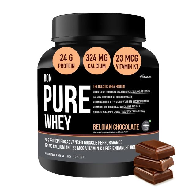 BON PURE WHEY |500G,14 Servings In Pack Of 1|The Holistic Whey Protein|Muscle Building,Bone Strength,Immunity,Healthy Skin,Hair & Nails|Essential Protein,Bcaa,Vitamins & Minerals|For Athletes,Sports