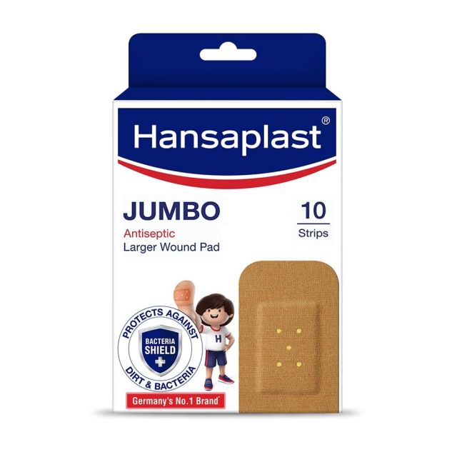 Hansaplast Antiseptic Jumbo Bandage | First Aid Essential Pack | Larger Wound Pad | Protects Against Dirt & Bacteria
